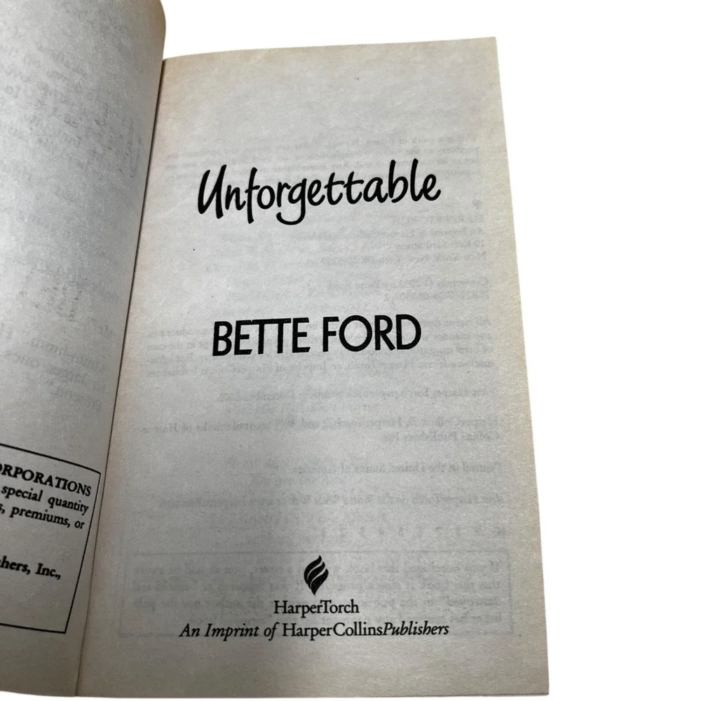 Unforgettable By Bette Ford Paperback Romance Novel HarperTorch‎ 2003